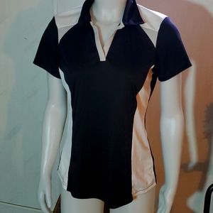 Black and white women's golf top